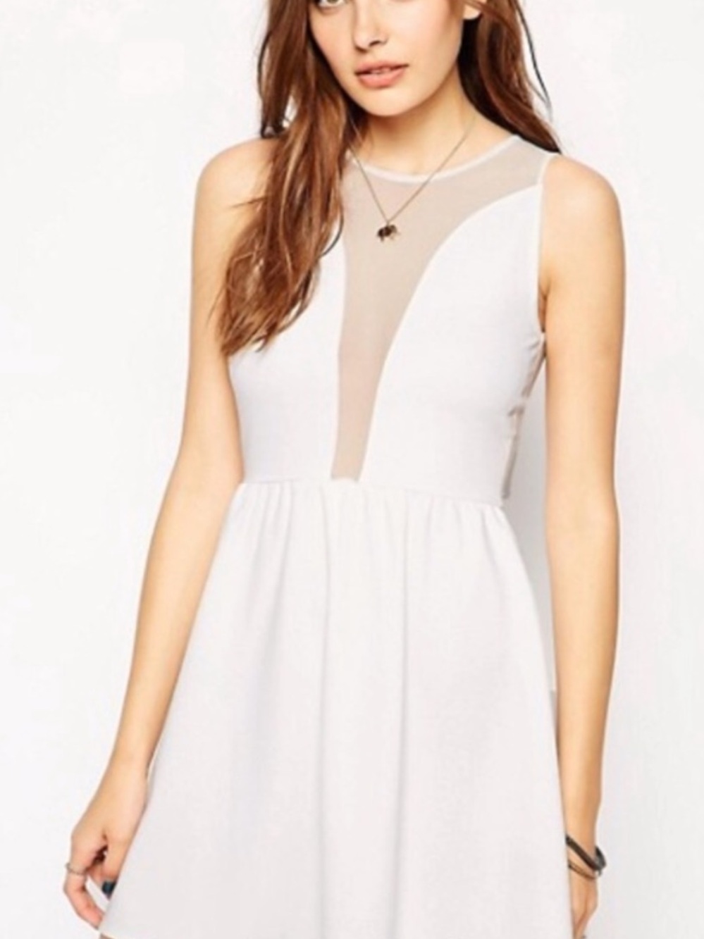 For Love And Lemons New Ivory Sheer Skater Dress - Picture 14 of 15